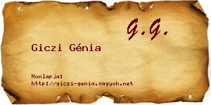 Giczi Génia névjegykártya